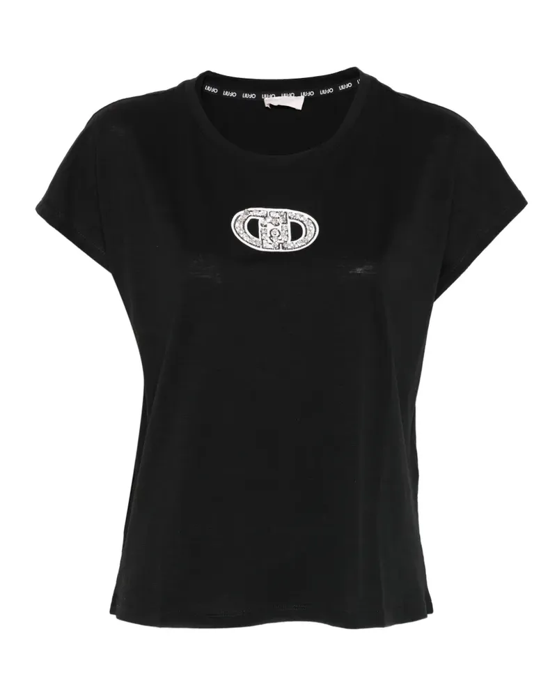 Liu Jo embellished round-neck T-shirt - Schwarz Schwarz