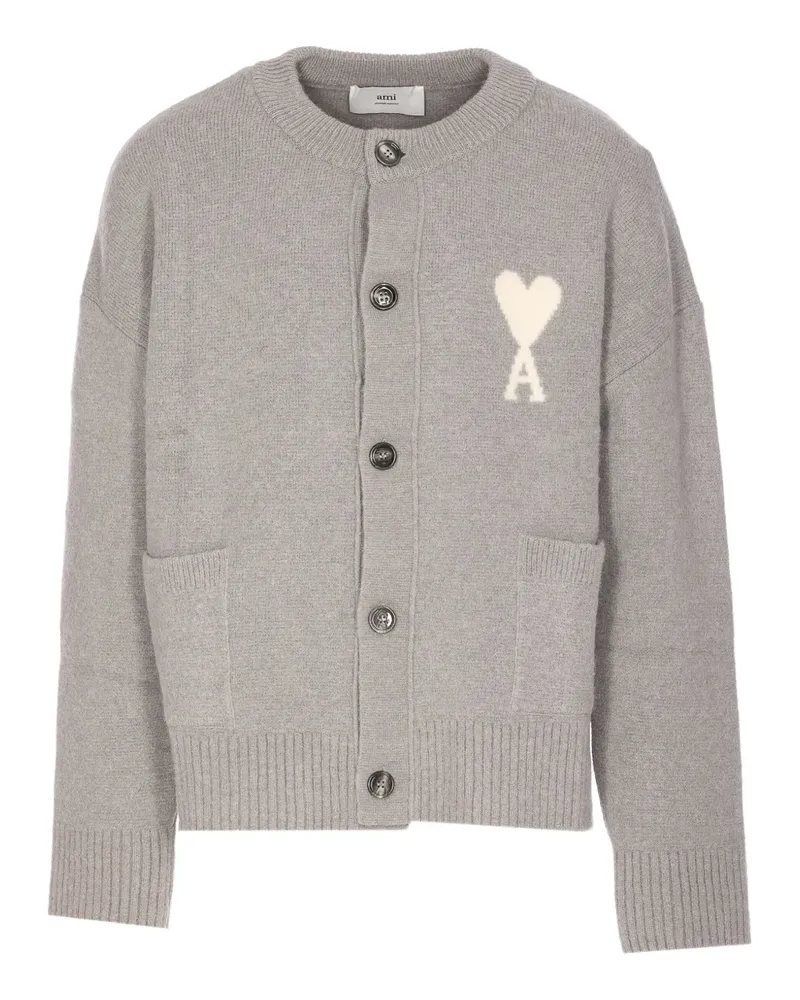 AMI Paris Cardigan mit Logo-Stickerei - Grau Grau