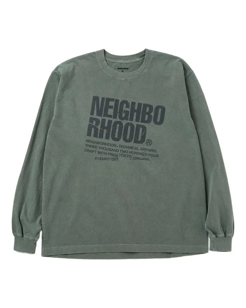 Neighborhood Langarmshirt mit Logo-Print - Grün Grün
