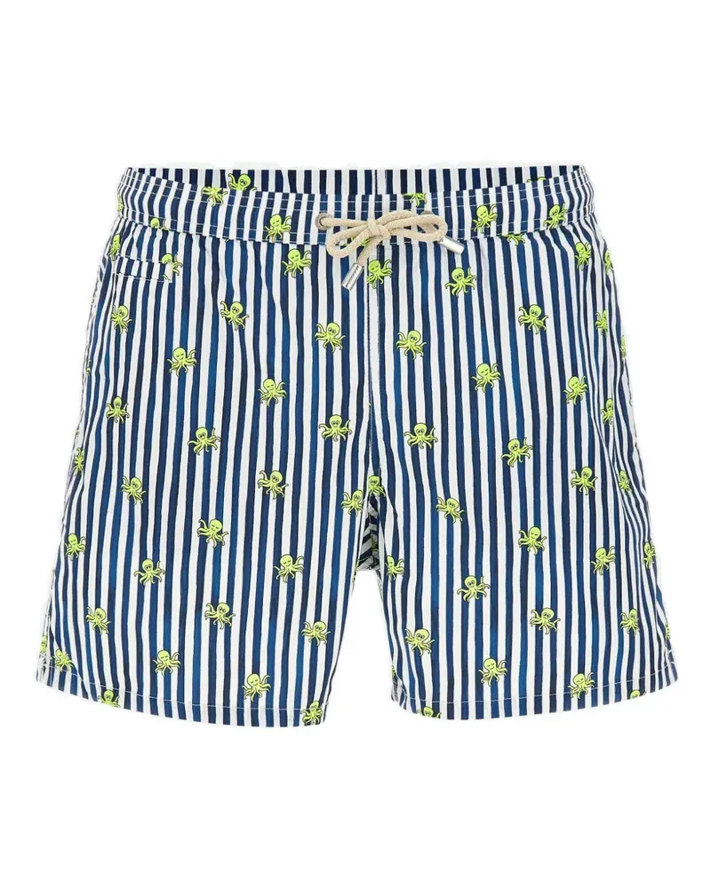 MC2 Saint Barth Gestreifte Comfort Light Badeshorts mit Oktopus-Print - Blau Blau