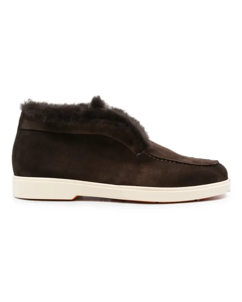 Santoni fur-trimmed loafers - Braun Braun