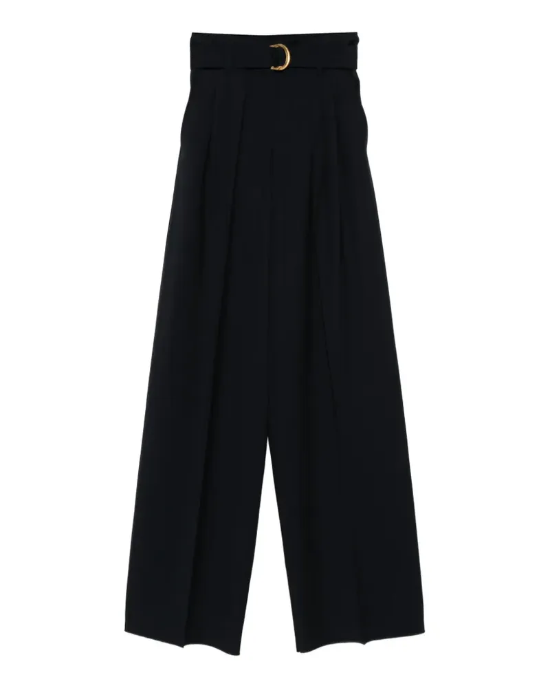 Max Mara high-waisted woollen cloth trousers - navy - Blau Blau