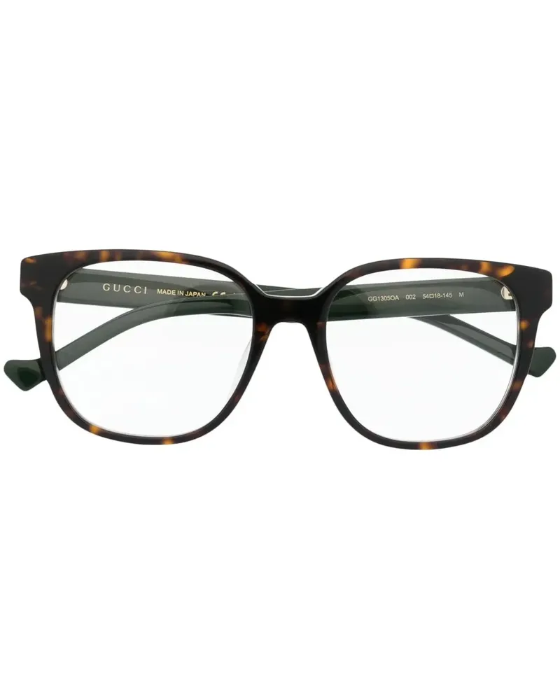 Gucci Eckige Brille in Schildpattoptik - Braun Braun
