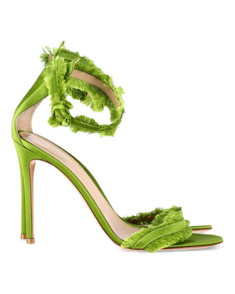 Gianvito Rossi fringe-trimmed satin sandals - Grün Grün