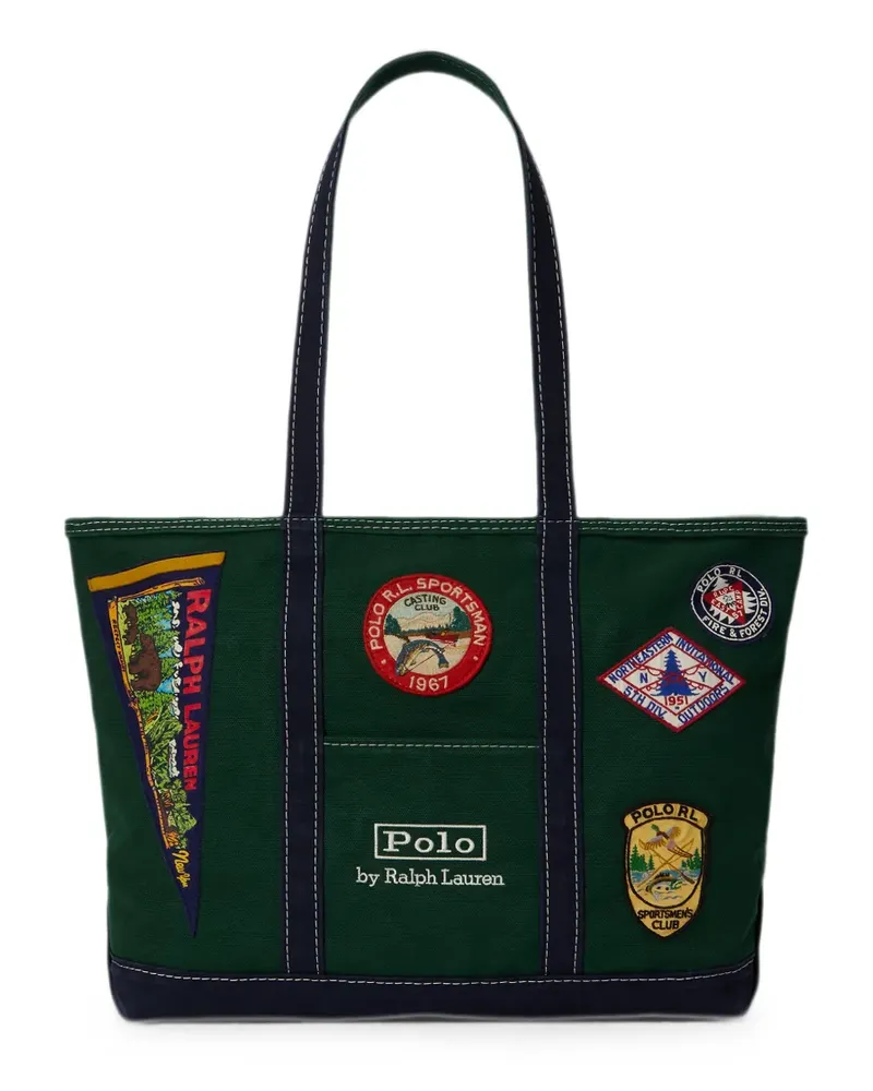 Ralph Lauren Tote Bag aus Canvas mit Patches - Grün Grün