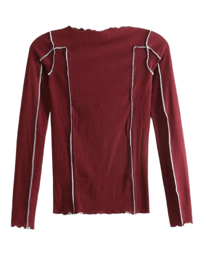 Baserange ribbed contrast-stitch top - Rot Rot