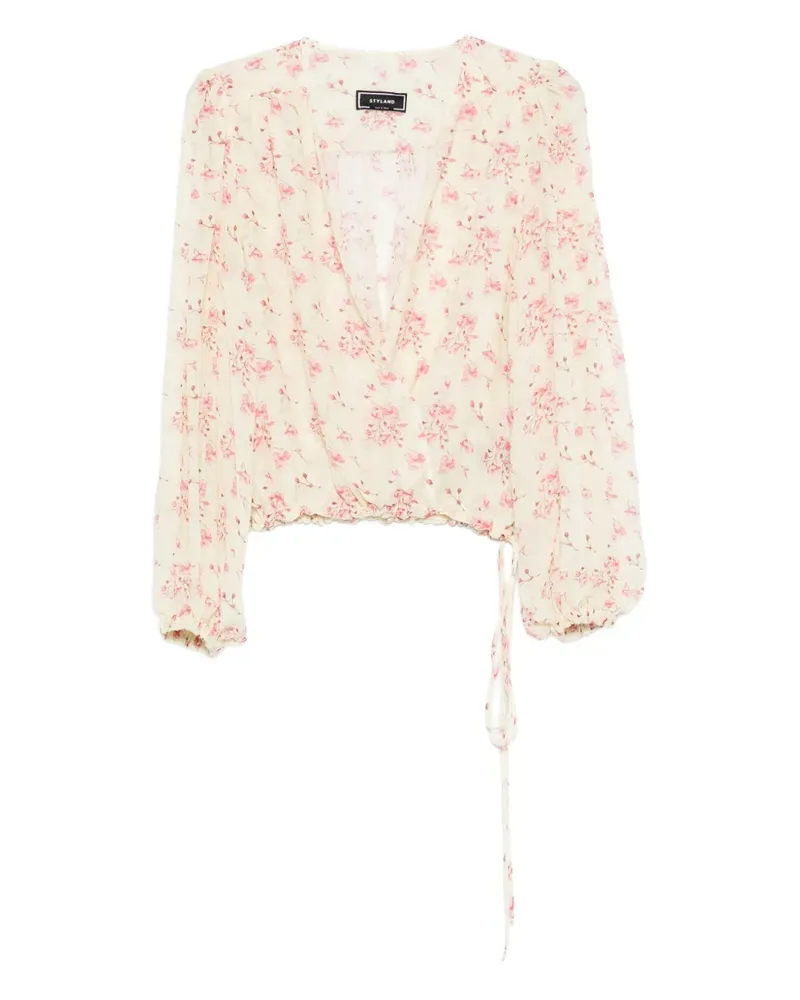 STYLAND Bluse mit Blumen-Print - Nude Nude