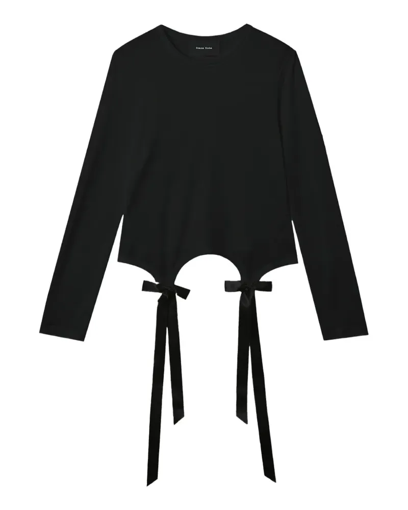 Simone Rocha Bow Tail Easy bow-detail cut-out long-sleeve T-shirt - Schwarz Schwarz
