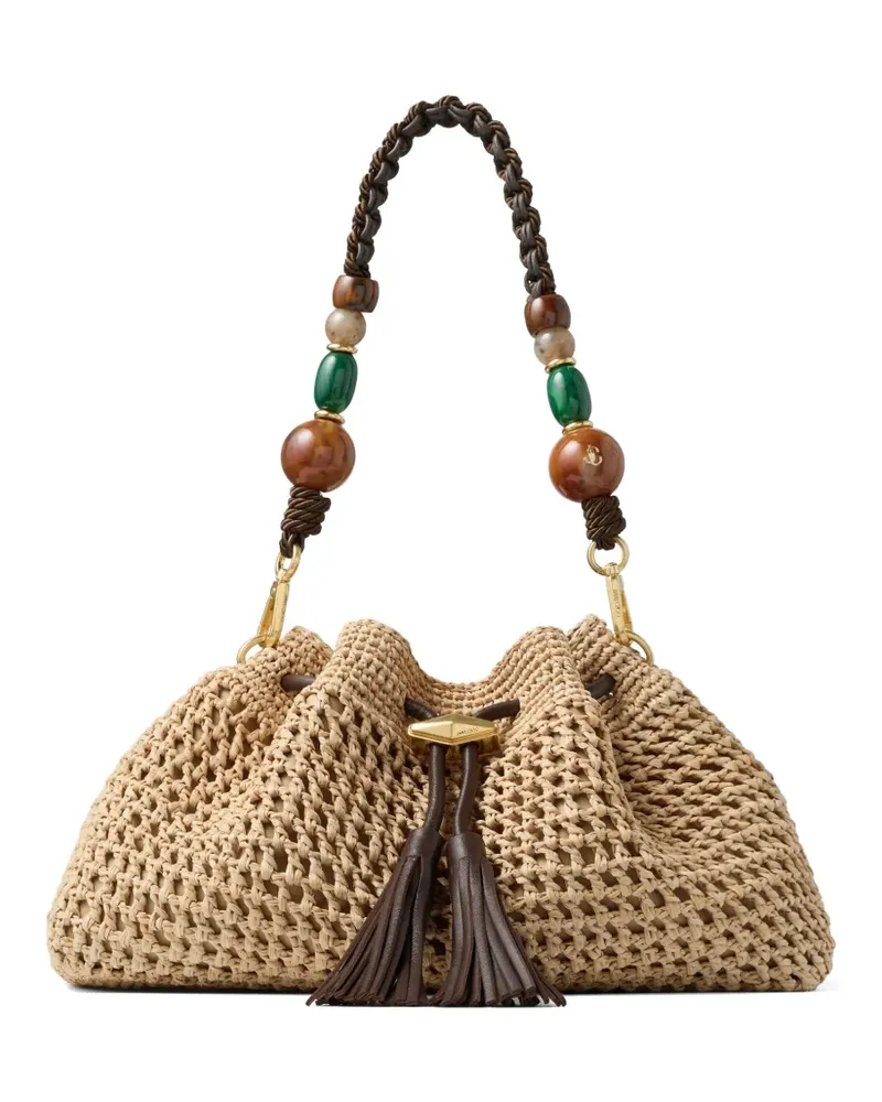 Jimmy Choo Cinch beaded shoulder bag - Nude Nude