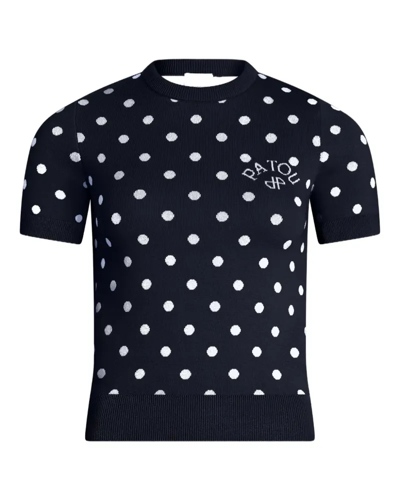 Patou Gestricktes T-Shirt mit Polka Dots - Schwarz Schwarz