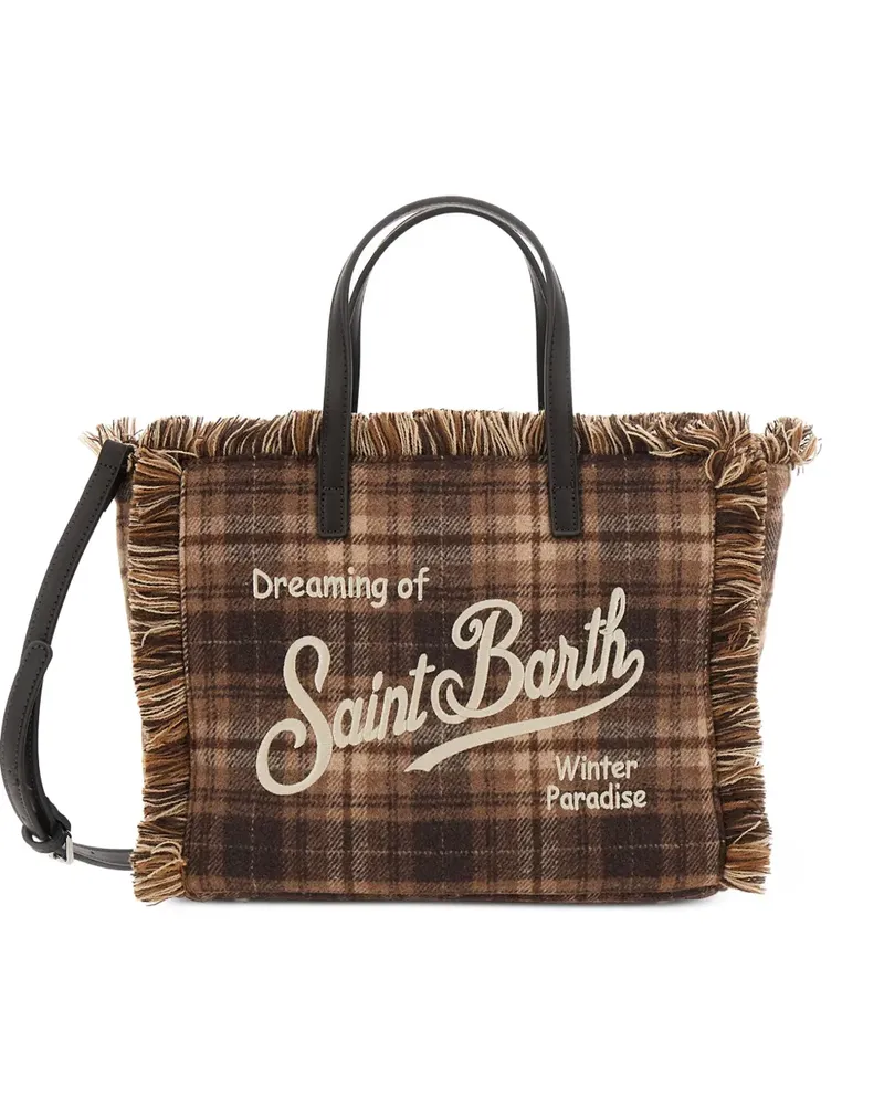 MC2 Saint Barth Karierte Tote Bag mit Fransen - Braun Braun