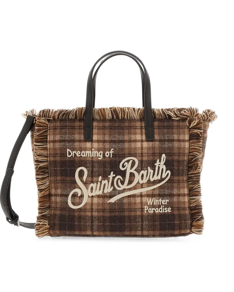 MC2 Saint Barth fringed checked tote bag - Braun Braun