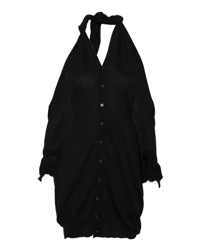 Yohji Yamamoto Cold-Shoulder-Cardigan mit Neckholder - Schwarz Schwarz