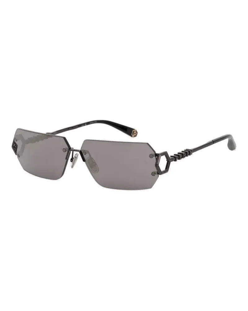 Philipp Plein Sonnenbrille mit eckigem Gestell - Schwarz Schwarz