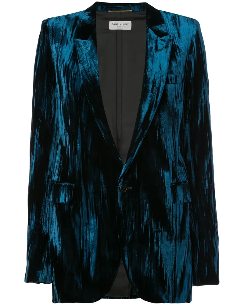 Saint Laurent Samt-Blazer in Knitter-Optik - Blau Blau