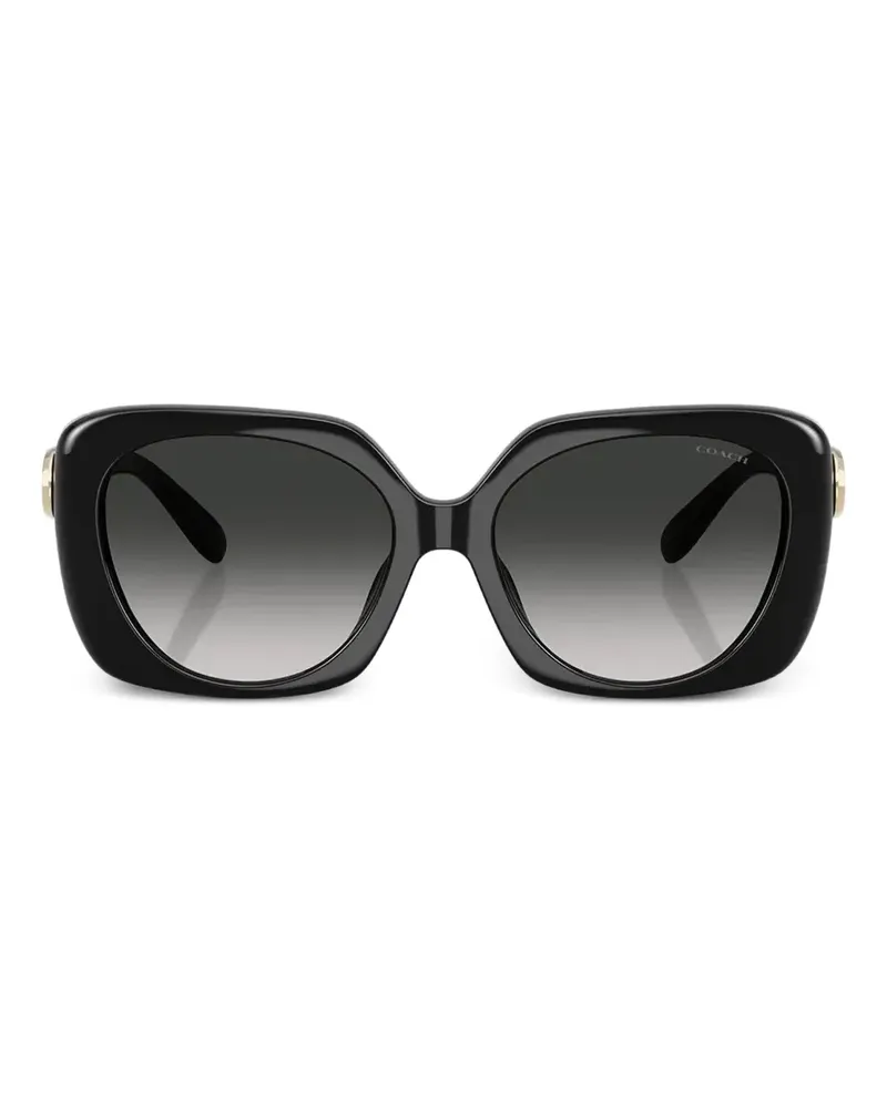 Coach Eckige Sonnenbrille mit Logo-Schild - Schwarz Schwarz