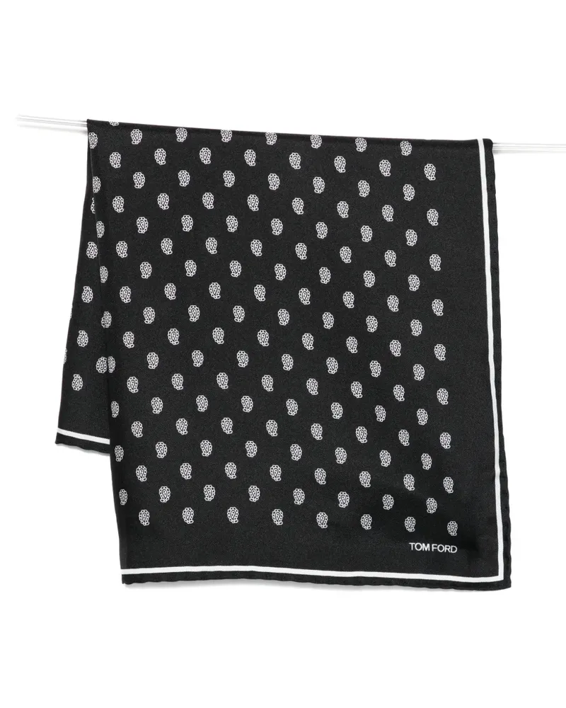Tom Ford patterned pocket square - Schwarz Schwarz