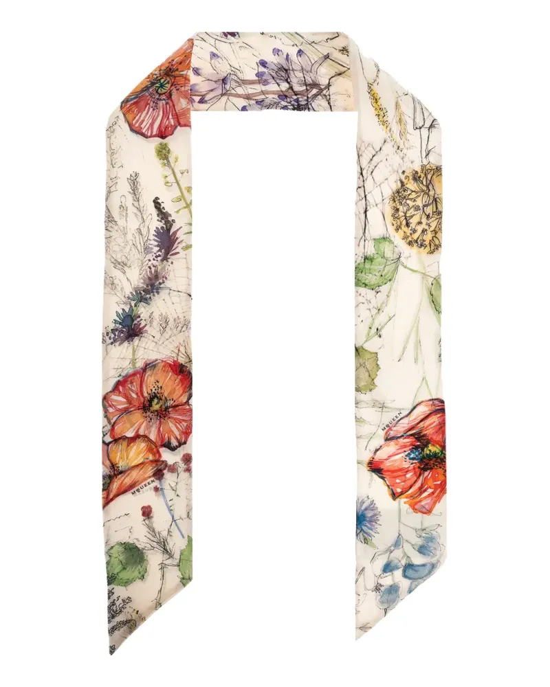 Alexander McQueen Schal mit Blumen-Print - Nude Nude