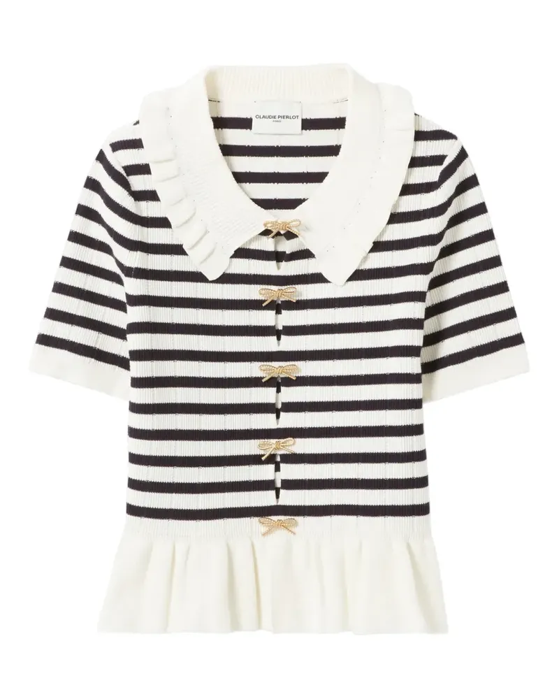 Claudie Pierlot striped ruffled sweatshirt - Nude Nude