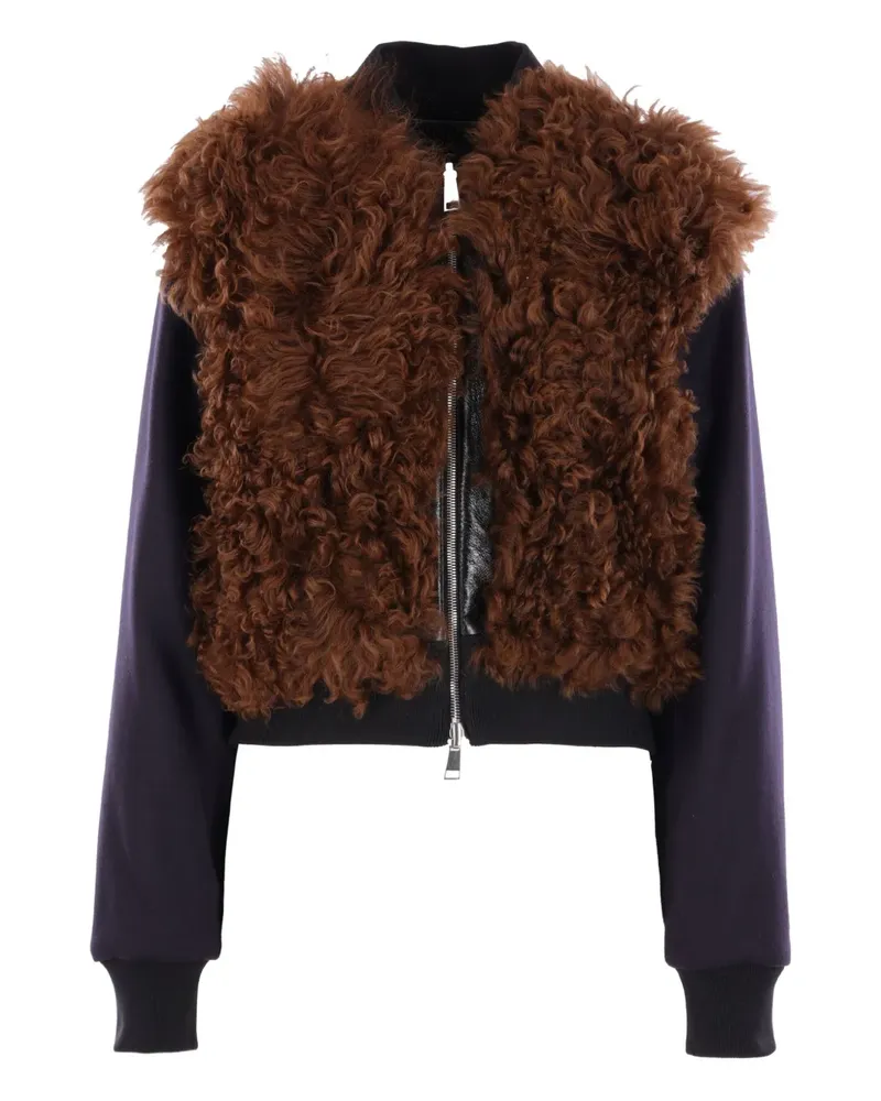 PLAN C Shearling-Jacke mit Reißverschluss - Braun Braun