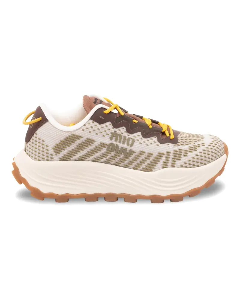 Miu Miu logo pattern sneakers - Nude Nude