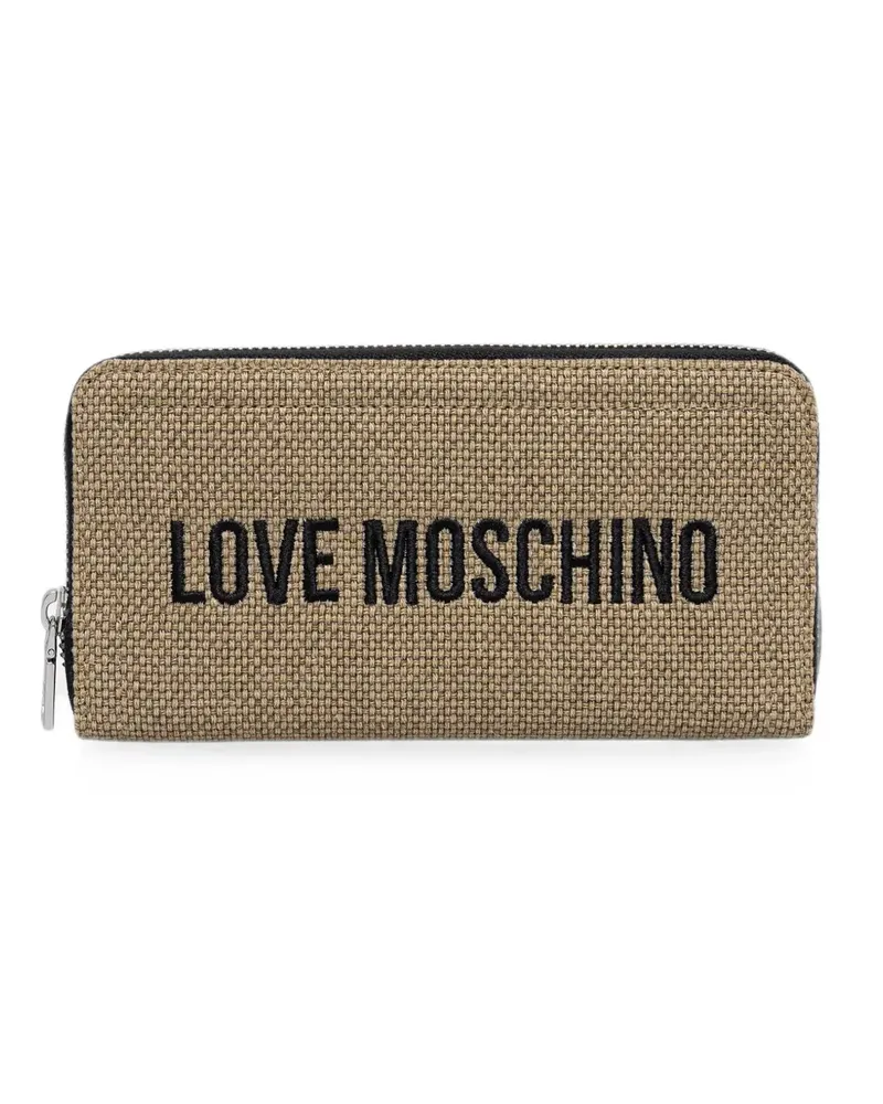 Moschino logo-embroidered woven wallet - Nude Nude