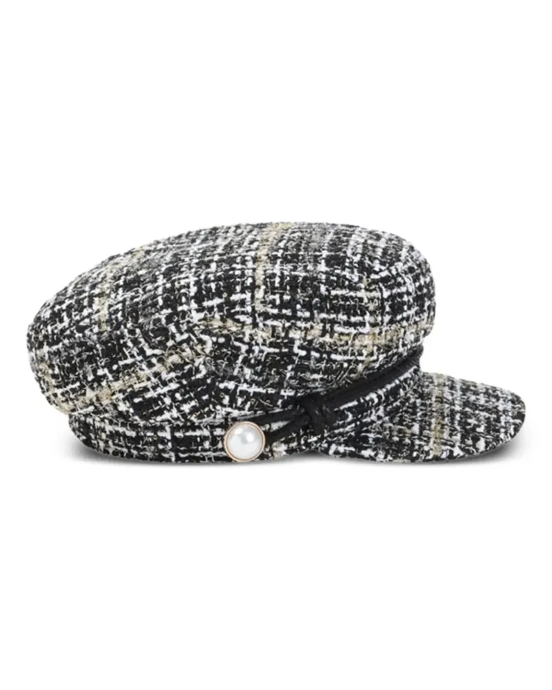 Maison Michel Baseballkappe mit Tweed-Muster - Schwarz Schwarz