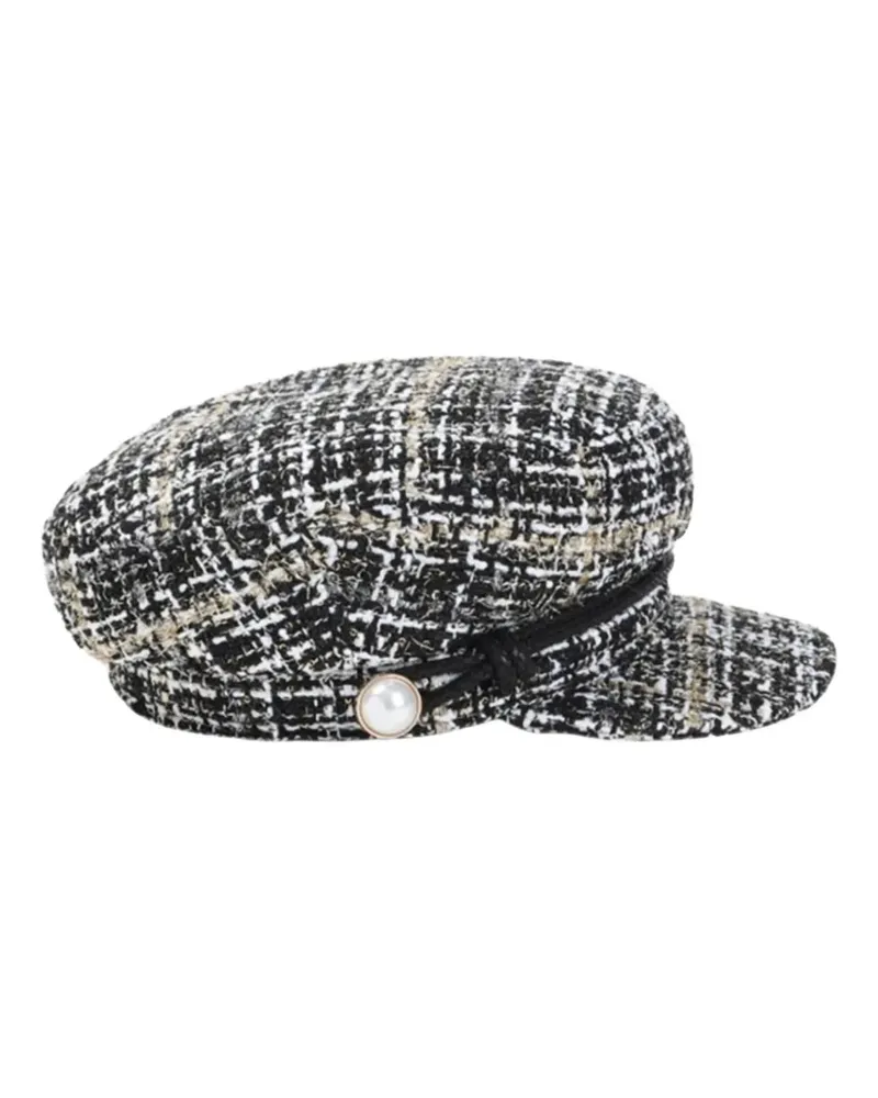 Maison Michel Baseballkappe mit Tweed-Muster - Schwarz Schwarz