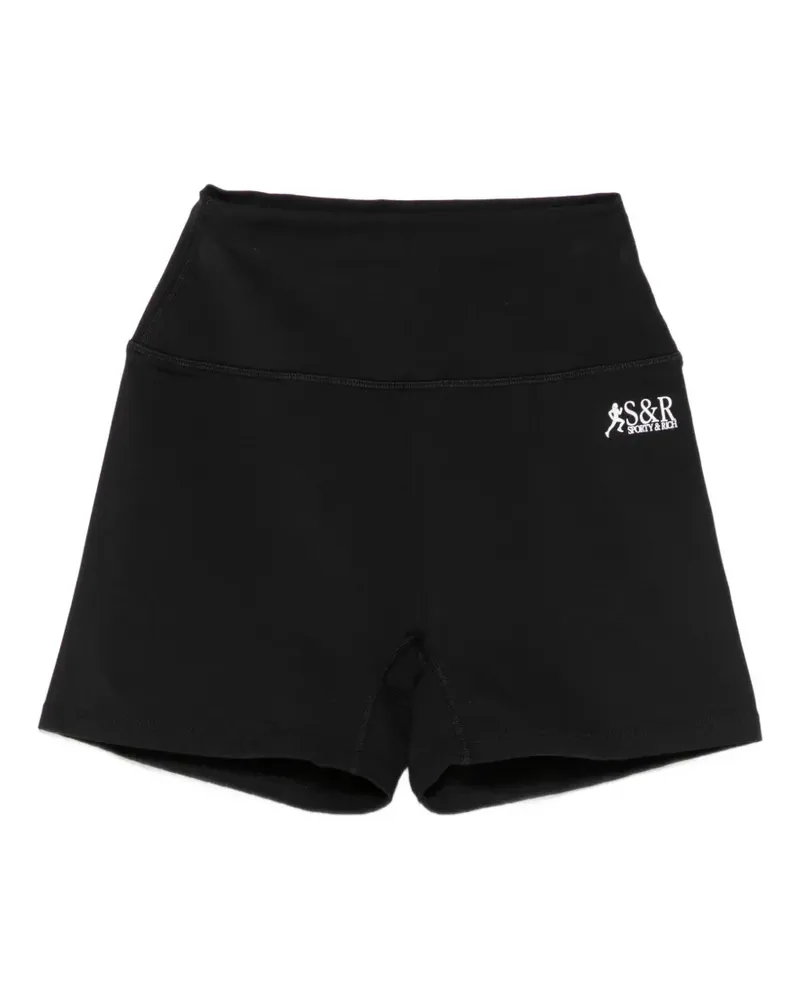 SPORTY & RICH logo-print cycling shorts - Schwarz Schwarz