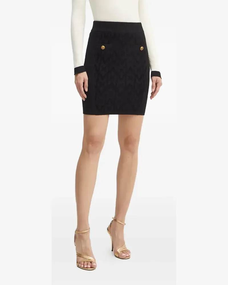 MARCIANO Los Angeles Minirock aus Jacquard mit Knöpfen - Schwarz Schwarz