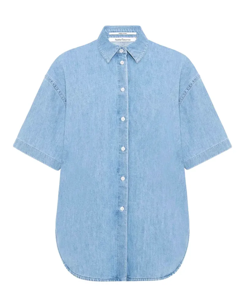 Another Tomorrow chambray short-sleeve denim shirt - Blau Blau