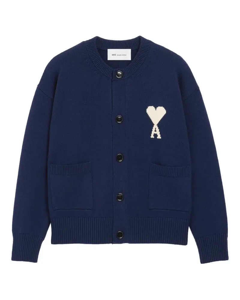 AMI Paris Intarsien-Cardigan mit Rundhalsausschnitt - Blau Blau
