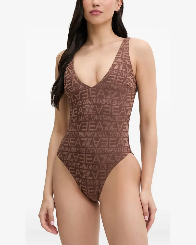 EA7 logo-jacquard swimsuit - Braun Braun