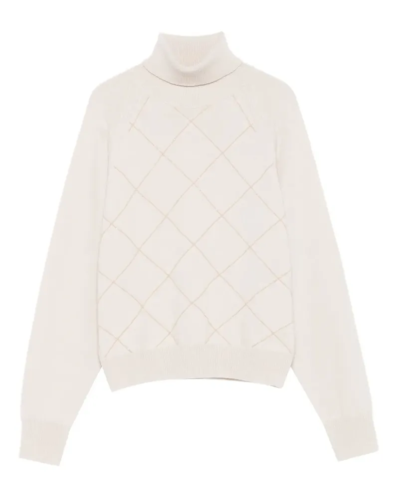 Peserico Rollkragenpullover mit Rautenmuster - Nude Nude