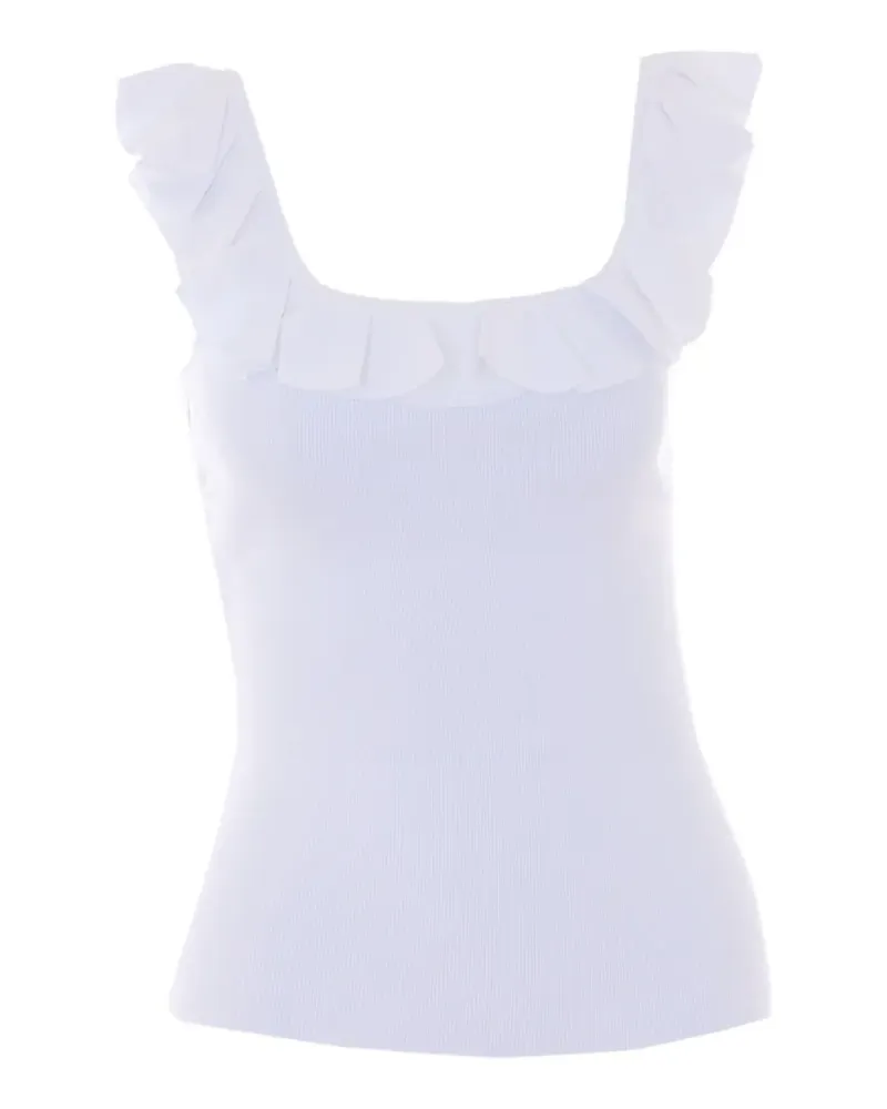 Michael Kors ruffled ribbed top - Weiß Weiß
