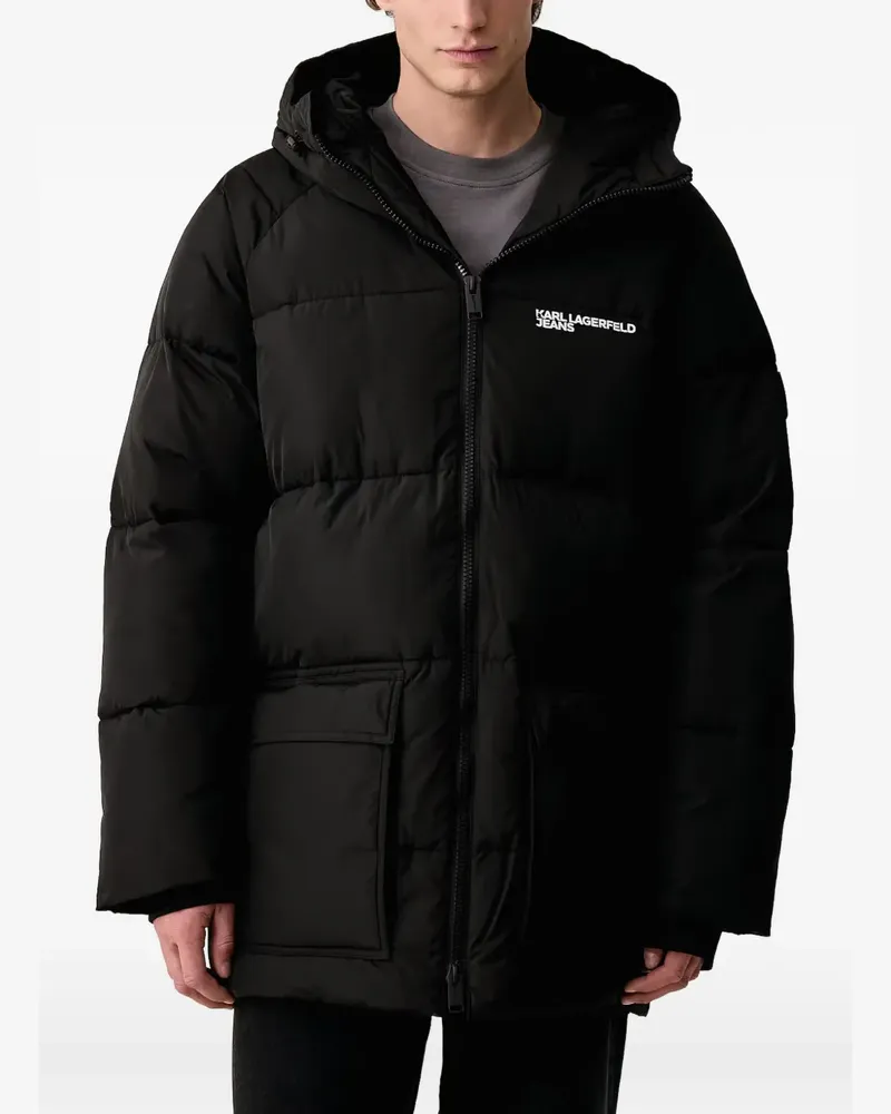 Karl Lagerfeld padded logo-print jacket - Schwarz Schwarz