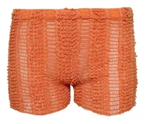Gesmokte Shorts mit Volants - Orange