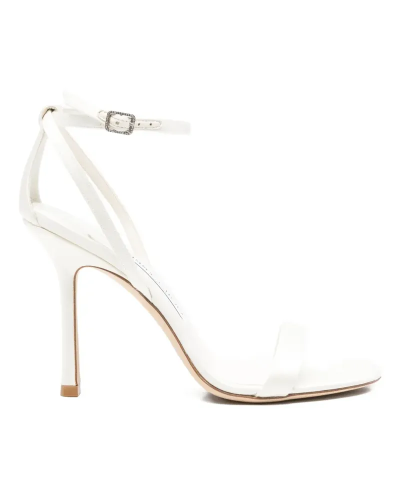 Jimmy Choo Moza Sandalen mit Kristallschnalle - Weiß Weiß