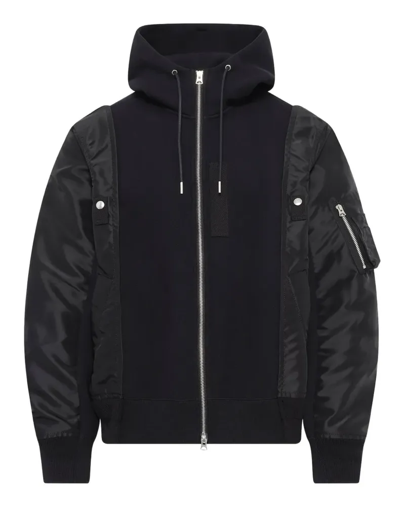 Sacai panelled sponge sweat hoodie - Schwarz Schwarz
