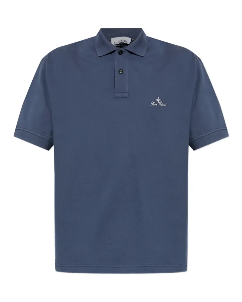 Stone Island logo-embroidered polo shirt - Blau Blau