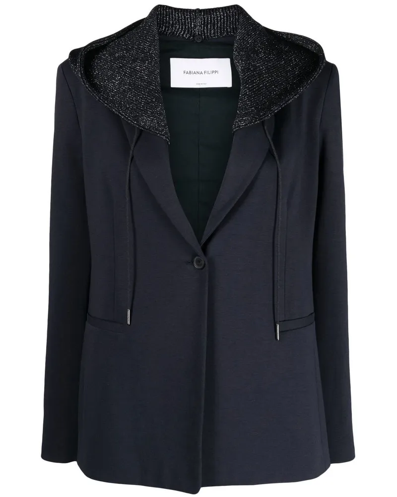 Fabiana Filippi Einreihiger Blazer mit Kapuze - Blau Blau