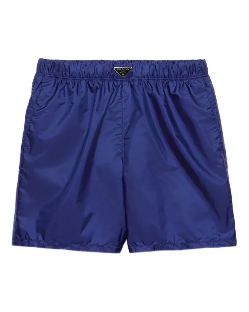 Prada Badeshorts mit emailliertem Triangel-Logo - Blau Blau