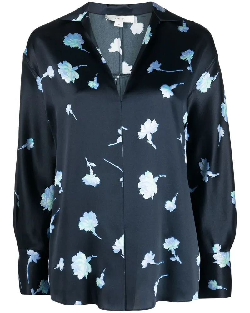 Vince Seidenbluse mit Blumen-Print - Blau Blau