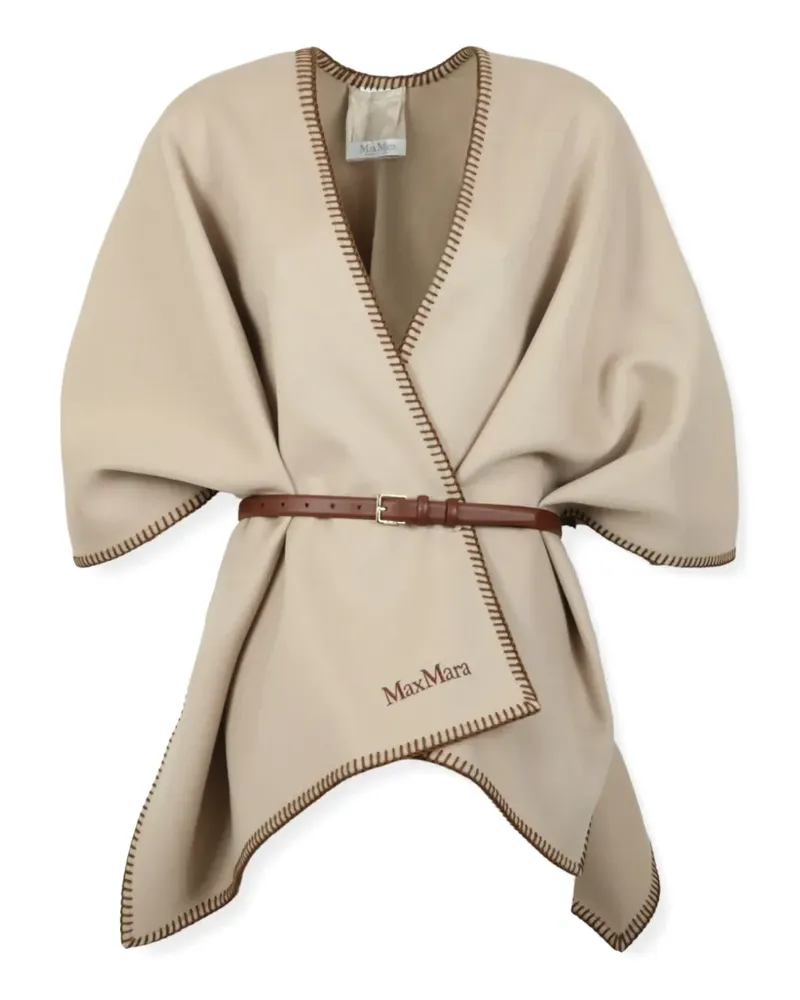 Max Mara Gürtel-Cape mit Ziernähten - Nude Nude