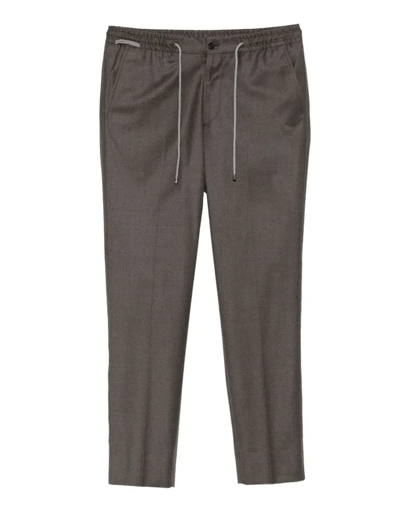 Corneliani drawstring-waist virgin wool trousers - Braun Braun