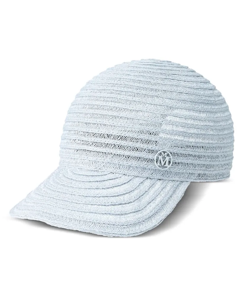 Maison Michel Tiger Baseballkappe aus Bast - Blau Blau