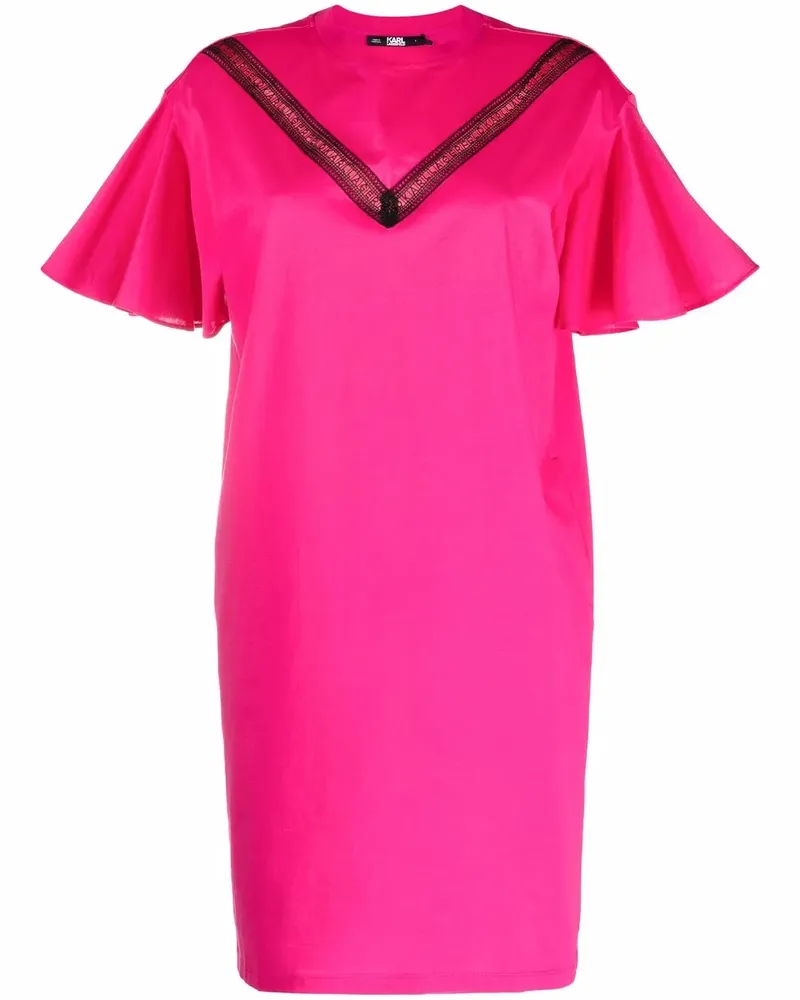 Karl Lagerfeld Kleid mit Spitzeneinsätzen - Rosa Rosa