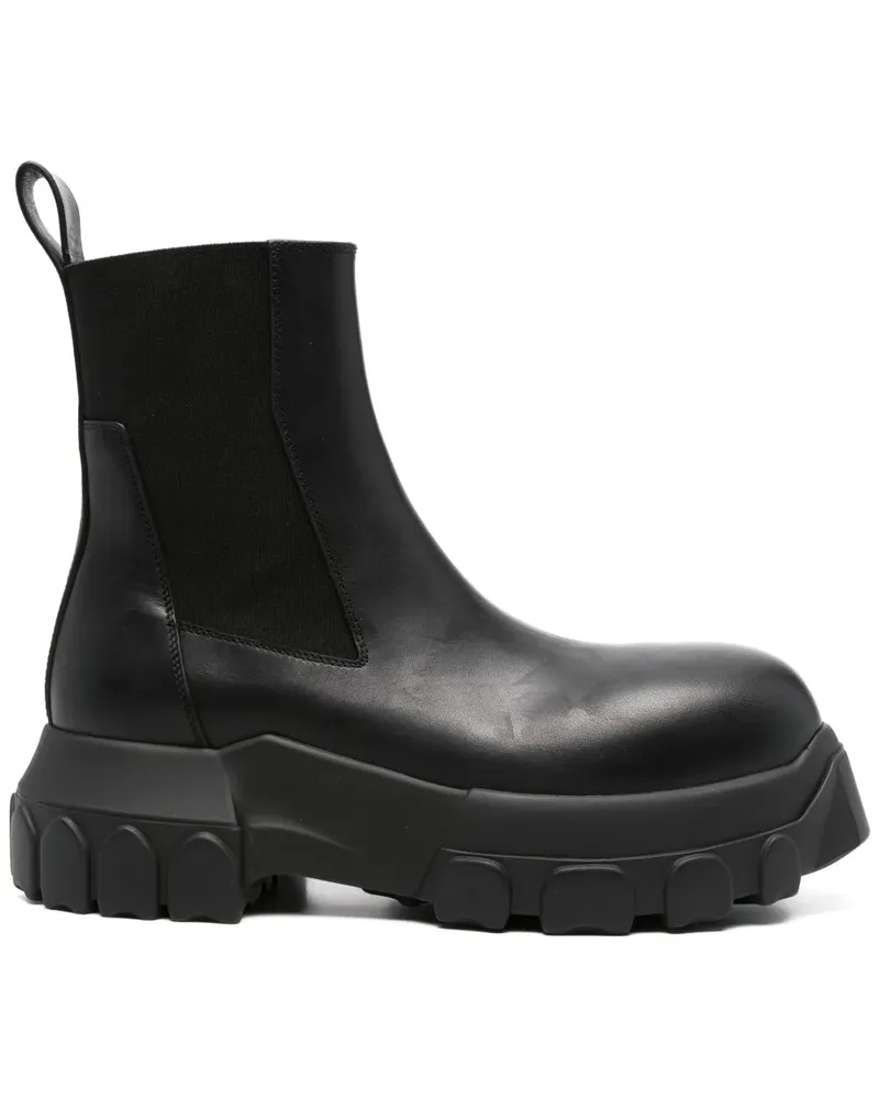 Rick Owens Knöchelhohe Lederstiefel - Schwarz Schwarz