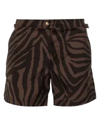 Tom Ford Badeshorts mit Zebra-Print Braun