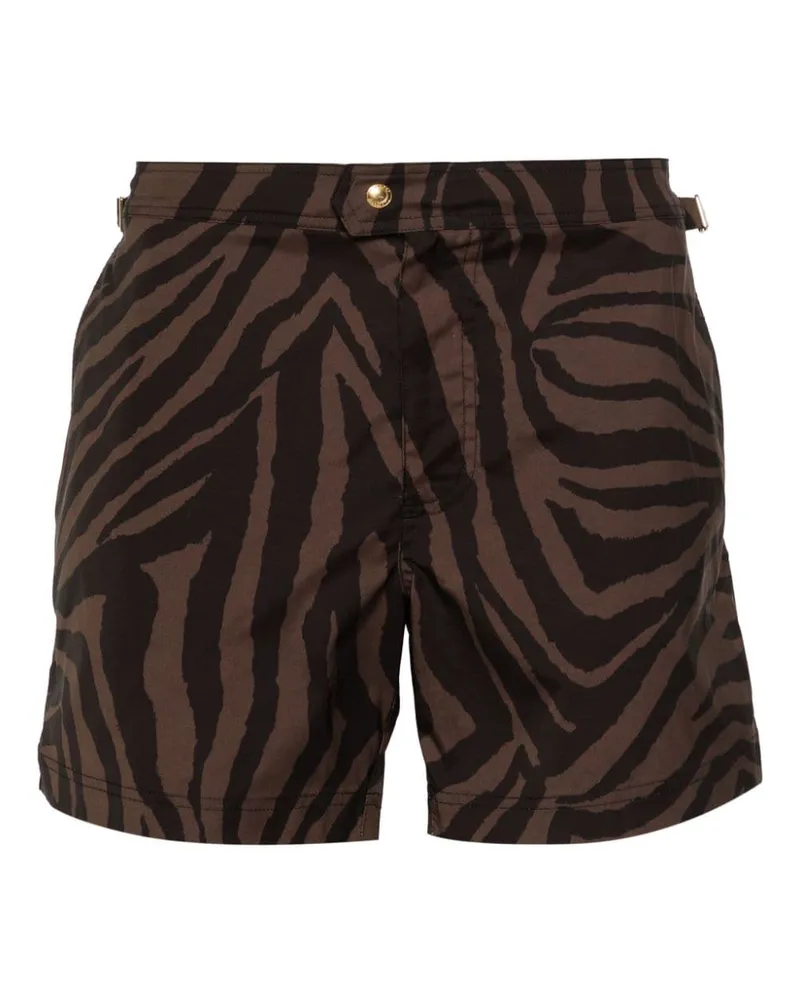 Tom Ford Badeshorts mit Zebra-Print Braun